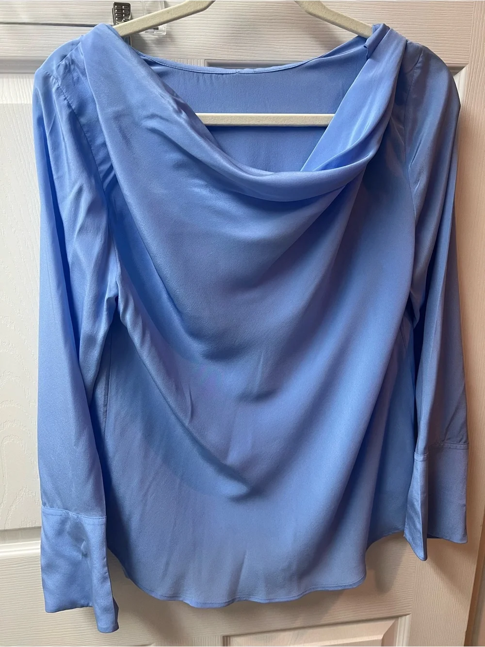 J. Crew Sky Blue Long Sleeve Draped Blouse